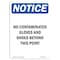 Signmission OSHA Sign, No Contaminated Gloves And Shoes, 14in X 10in Plastic, 10" W, 14" H, Portrait OS-NS-P-1014-V-14467 - alternate 1
